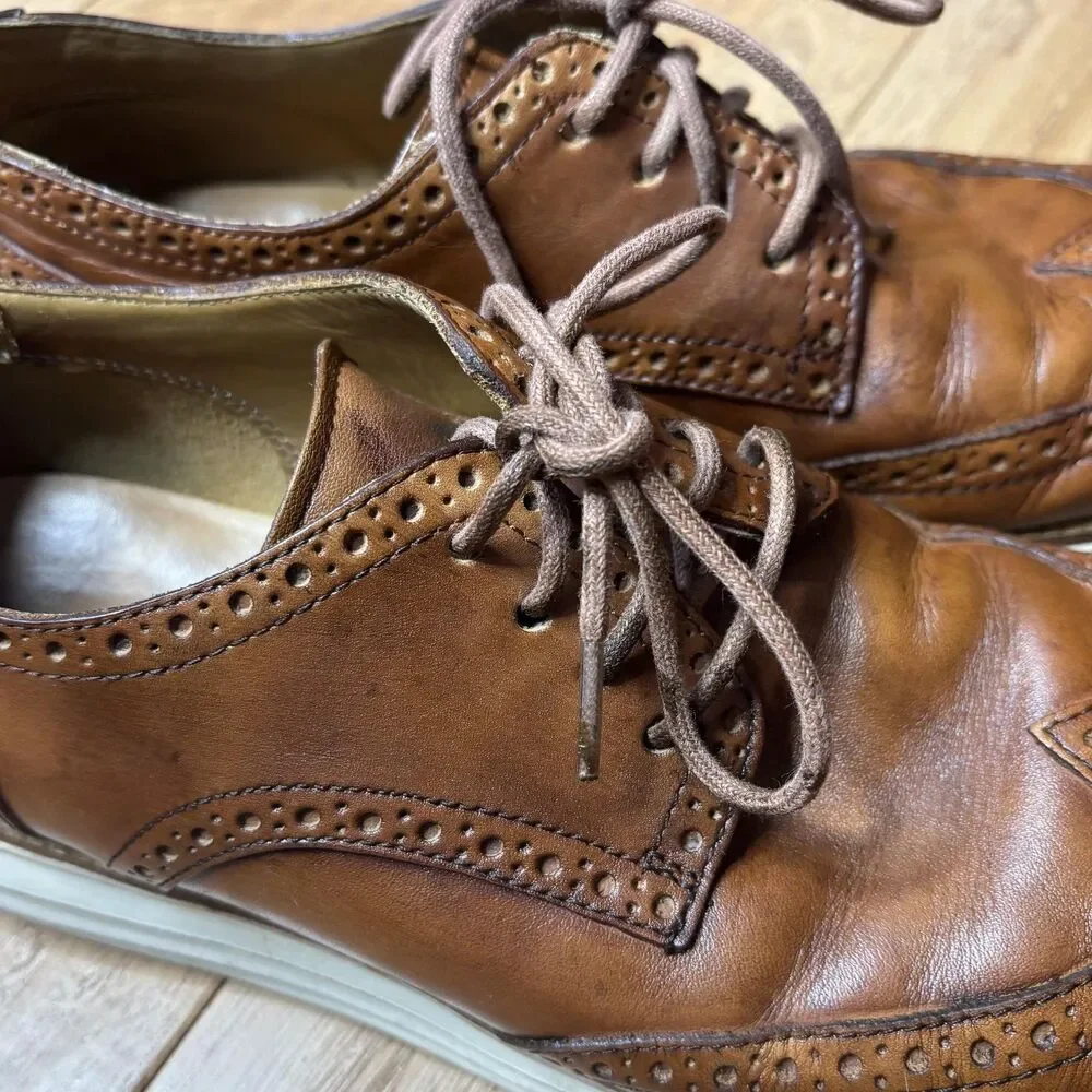 Cole Haan LunarGrand‎ Shoes Mens Size 10 Brown Leather Dress Wingtip Oxford